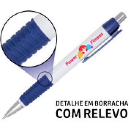 CANETAS IMPRESSÃO COLORIDA PLÁSTICAS COMERCIAL AZUL Colorido frente - 50 un.