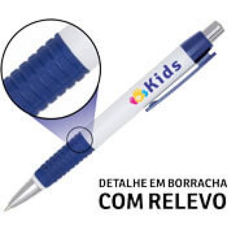 CANETAS IMPRESSÃO COLORIDA PLÁSTICAS COMERCIAL AZUL Colorido frente - 25 un.