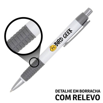 CANETAS IMPRESSÃO COLORIDA PLÁSTICAS COMERCIAL CINZA Colorido frente - 10 un.