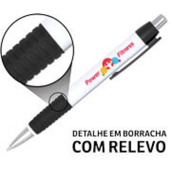 CANETAS IMPRESSÃO COLORIDA PLÁSTICAS COMERCIAL PRETA Colorido frente - 50 un.