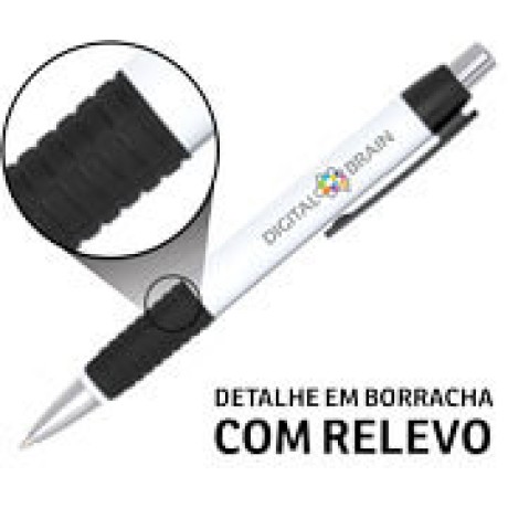 CANETAS IMPRESSÃO COLORIDA PLÁSTICAS COMERCIAL PRETA Colorido frente e verso - 100 un.