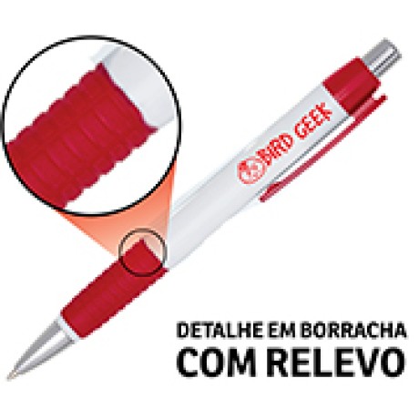 CANETAS IMPRESSÃO COLORIDA PLÁSTICAS COMERCIAL VERMELHA Colorido frente e verso - 10 un.