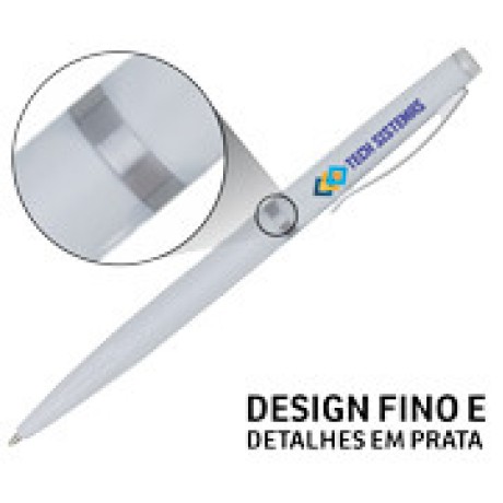 CANETAS IMPRESSÃO COLORIDA PLÁSTICAS EXECUTIVA BRANCA Colorido frente e verso - 50 un.