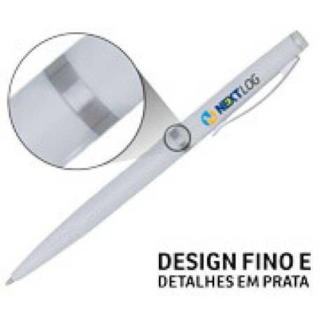 CANETAS IMPRESSÃO COLORIDA PLÁSTICAS EXECUTIVA BRANCA Colorido frente e verso - 100 un.