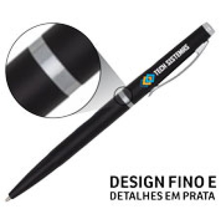 CANETAS IMPRESSÃO COLORIDA PLÁSTICAS EXECUTIVA PRETA Colorido frente e verso - 50 un.