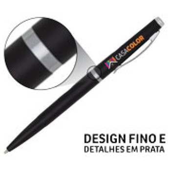 CANETAS IMPRESSÃO COLORIDA PLÁSTICAS EXECUTIVA PRETA Colorido frente - 10 un.