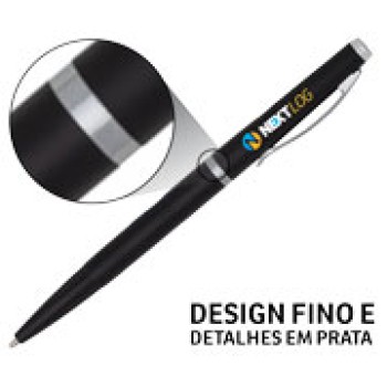 CANETAS IMPRESSÃO COLORIDA PLÁSTICAS EXECUTIVA PRETA Colorido frente e verso - 100 un.