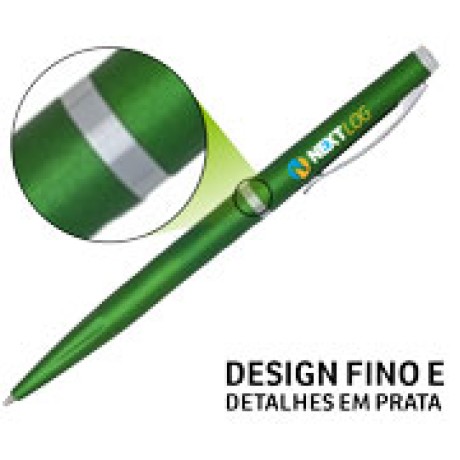 CANETAS IMPRESSÃO COLORIDA PLÁSTICAS EXECUTIVA VERDE Colorido frente e verso - 100 un.