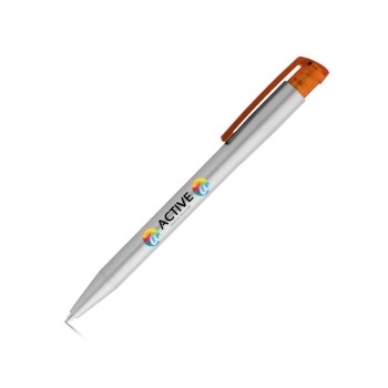 CANETAS IMPRESSÃO COLORIDA PLÁSTICAS KISO SILVER LARANJA Colorido frente - 100 un.
