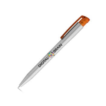 CANETAS IMPRESSÃO COLORIDA PLÁSTICAS KISO SILVER LARANJA Colorido frente e verso - 25 un.