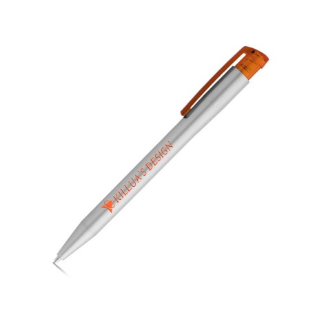 CANETAS IMPRESSÃO COLORIDA PLÁSTICAS KISO SILVER LARANJA Colorido frente - 50 un.