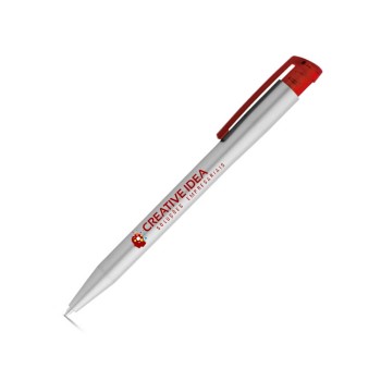 CANETAS IMPRESSÃO COLORIDA PLÁSTICAS KISO SILVER VERMELHO Colorido frente e verso - 10 un.