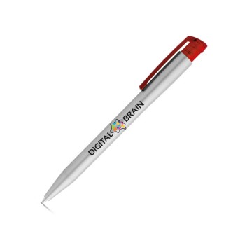 CANETAS IMPRESSÃO COLORIDA PLÁSTICAS KISO SILVER VERMELHO Colorido frente e verso - 25 un.
