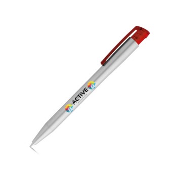 CANETAS IMPRESSÃO COLORIDA PLÁSTICAS KISO SILVER VERMELHO Colorido frente - 100 un.