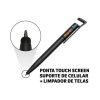 CANETAS IMPRESSÃO COLORIDA PLÁSTICAS MULTIFUNÇÃO SUPORTE DE CELULAR PRETA Colorido frente - 25 un.