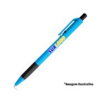 CANETAS IMPRESSÃO COLORIDA PLÁSTICAS ROY AZUL CLARO