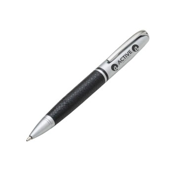 CANETAS PERSONALIZADAS GRAVAÇÃO A LASER LINHA PREMIUM PRINCE METAL Preto e branco frente - 50 un.