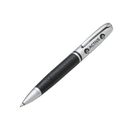 CANETAS PERSONALIZADAS GRAVAÇÃO A LASER LINHA PREMIUM PRINCE METAL Preto e branco frente - 50 un.