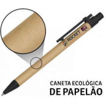 CANETAS PERSONALIZADAS IMPRESSAO COLORIDA ECOLOGICAS PAPELAO PRETA Colorido frente - 250 un.