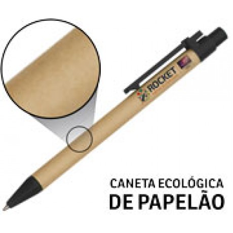 CANETAS PERSONALIZADAS IMPRESSAO COLORIDA ECOLOGICAS PAPELAO PRETA Colorido frente - 250 un.