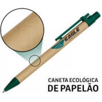 CANETAS PERSONALIZADAS IMPRESSÃO COLORIDA ECOLÓGICAS PAPELÃO VERDE Colorido frente - 50 un.