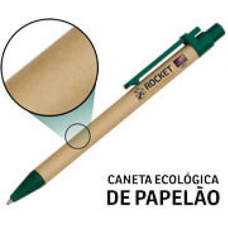 CANETAS PERSONALIZADAS IMPRESSAO COLORIDA ECOLOGICAS PAPELAO VERDE Colorido frente - 250 un.