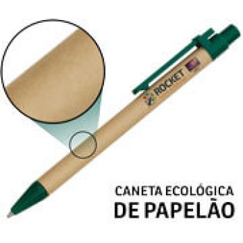 CANETAS PERSONALIZADAS IMPRESSÃO COLORIDA ECOLÓGICAS PAPELÃO VERDE Colorido frente - 250 un.