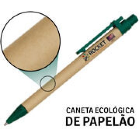 CANETAS PERSONALIZADAS IMPRESSÃO COLORIDA ECOLÓGICAS PAPELÃO VERDE Colorido frente - 250 un.
