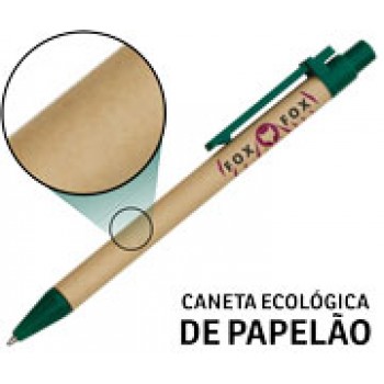 CANETAS PERSONALIZADAS IMPRESSÃO COLORIDA ECOLÓGICAS PAPELÃO VERDE Colorido frente e verso - 25 un.