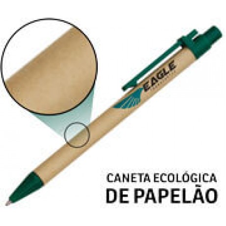 CANETAS PERSONALIZADAS IMPRESSÃO COLORIDA ECOLÓGICAS PAPELÃO VERDE Colorido frente e verso - 50 un.