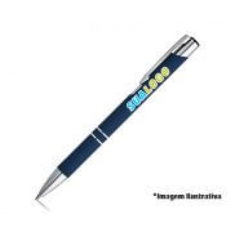 CANETAS PERSONALIZADAS IMPRESSÃO COLORIDA LINHA PREMIUM BETA SOFT AZUL Colorido frente - 10 un.