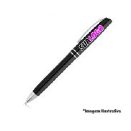 CANETAS PERSONALIZADAS IMPRESSAO COLORIDA LINHA PREMIUM LYME PRETO Colorido frente - 10 un.