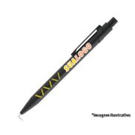 CANETAS PERSONALIZADAS IMPRESSAO COLORIDA LINHA PREMIUM MYKADO AMARELO Colorido frente - 100 un.