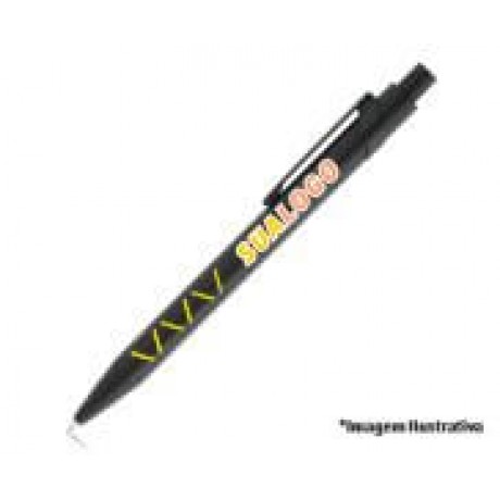 CANETAS PERSONALIZADAS IMPRESSÃO COLORIDA LINHA PREMIUM MIKADO AMARELA Colorido frente e verso - 25 un.