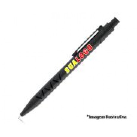 CANETAS PERSONALIZADAS IMPRESSAO COLORIDA LINHA PREMIUM MYKADO PRETO Colorido frente - 25 un.
