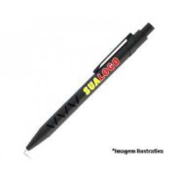 CANETAS PERSONALIZADAS IMPRESSAO COLORIDA LINHA PREMIUM MYKADO PRETO Colorido frente - 100 un.