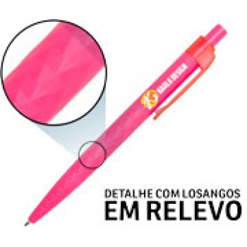 CANETAS PERSONALIZADAS IMPRESSAO COLORIDA PLASTICAS ATRATIVE ROSA PINK Colorido frente - 50 un.