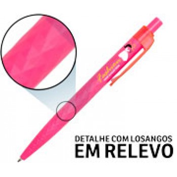CANETAS PERSONALIZADAS IMPRESSAO COLORIDA PLASTICAS ATRATIVE ROSA PINK Colorido frente - 25 un.
