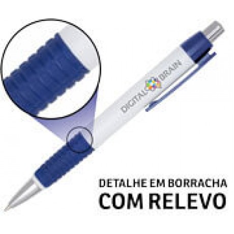CANETAS PERSONALIZADAS IMPRESSÃO COLORIDA PLÁSTICAS COMERCIAL AZUL Colorido frente e verso - 100 un.