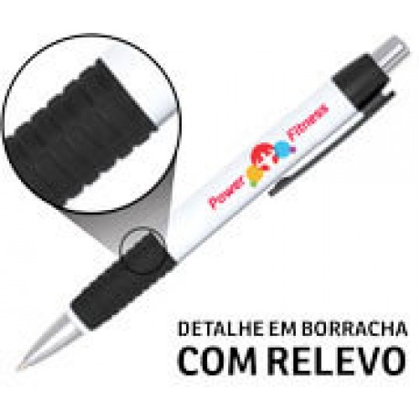 CANETAS PERSONALIZADAS IMPRESSÃO COLORIDA PLÁSTICAS COMERCIAL PRETA Colorido frente - 50 un.