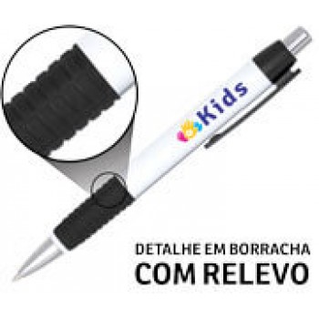 CANETAS PERSONALIZADAS IMPRESSÃO COLORIDA PLÁSTICAS COMERCIAL PRETA Colorido frente - 25 un.