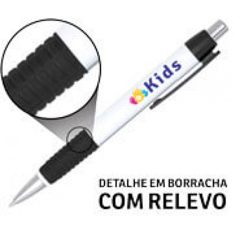 CANETAS PERSONALIZADAS IMPRESSÃO COLORIDA PLÁSTICAS COMERCIAL PRETA Colorido frente - 25 un.