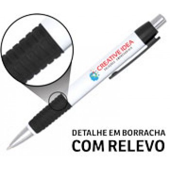 CANETAS PERSONALIZADAS IMPRESSAO COLORIDA PLASTICAS COMERCIAL PRETA Colorido frente - 250 un.