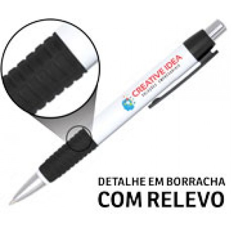 CANETAS PERSONALIZADAS IMPRESSAO COLORIDA PLASTICAS COMERCIAL PRETA Colorido frente - 250 un.