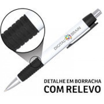 CANETAS PERSONALIZADAS IMPRESSÃO COLORIDA PLÁSTICAS COMERCIAL PRETA Colorido frente e verso - 100 un.