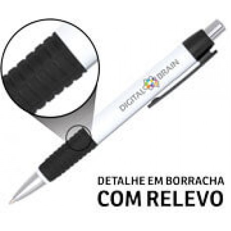 CANETAS PERSONALIZADAS IMPRESSÃO COLORIDA PLÁSTICAS COMERCIAL PRETA Colorido frente e verso - 100 un.