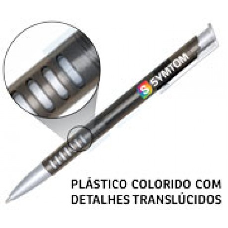 CANETAS PERSONALIZADAS IMPRESSAO COLORIDA PLASTICAS EMPRESARIAL PRETA Colorido frente - 25 un.