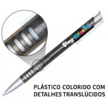 CANETAS PERSONALIZADAS IMPRESSAO COLORIDA PLASTICAS EMPRESARIAL PRETA Colorido frente - 10 un.