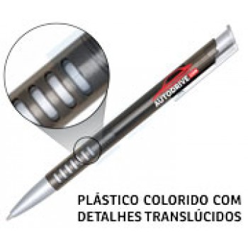 CANETAS PERSONALIZADAS IMPRESSAO COLORIDA PLASTICAS EMPRESARIAL PRETA Colorido frente - 50 un.