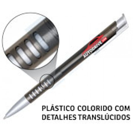 CANETAS PERSONALIZADAS IMPRESSAO COLORIDA PLASTICAS EMPRESARIAL PRETA Colorido frente - 50 un.